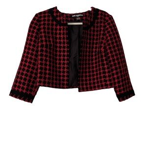 Karl Lagerfeld Paris Crop Red and Black Tweed Blazer Jacket Size Medium